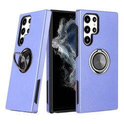 Dual Layer Armor Hybrid Stand Ring Case for Samsung Galaxy S22 Ultra 5G (Purple)